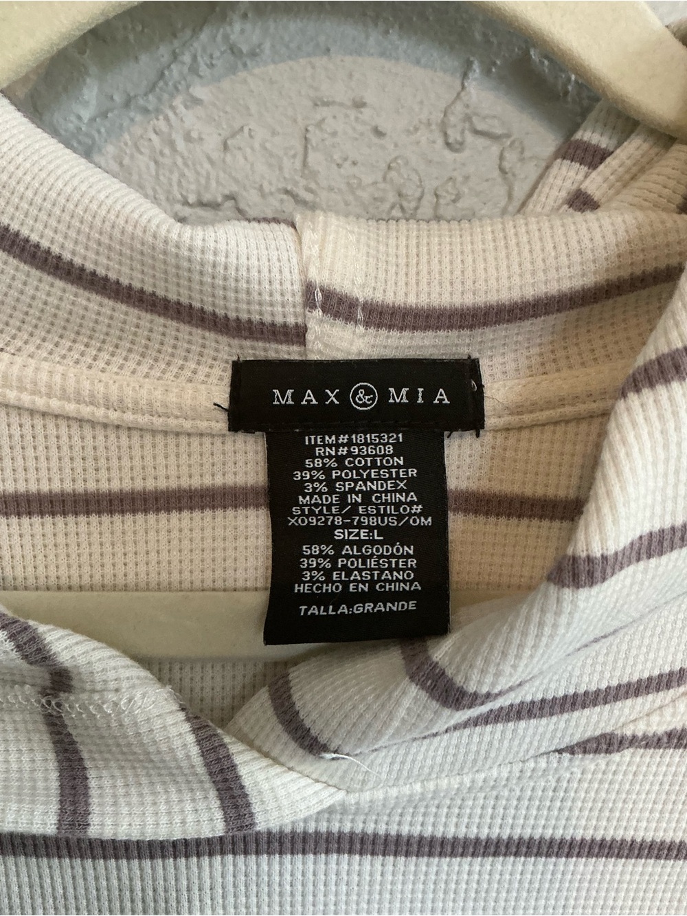 Max & Mia Casual Cream Striped Hoodie Sweater - Picture 6 of 6